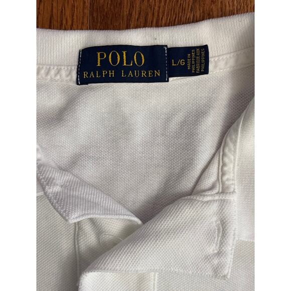 Polo Ralph Lauren White Logo Crest Nautical Pique Men's Polo Shirt Size Large - Picture 5 of 7